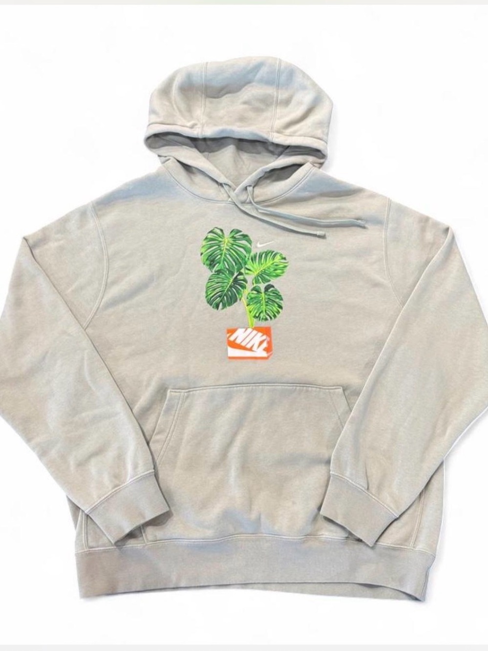Nike Men’s Large Palm Fronds and Box Gray Hoodie